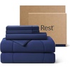 image:imageREST Evercool Cooling Comforter Set for Hot Sleepers 4PC QueenMidnight Blue